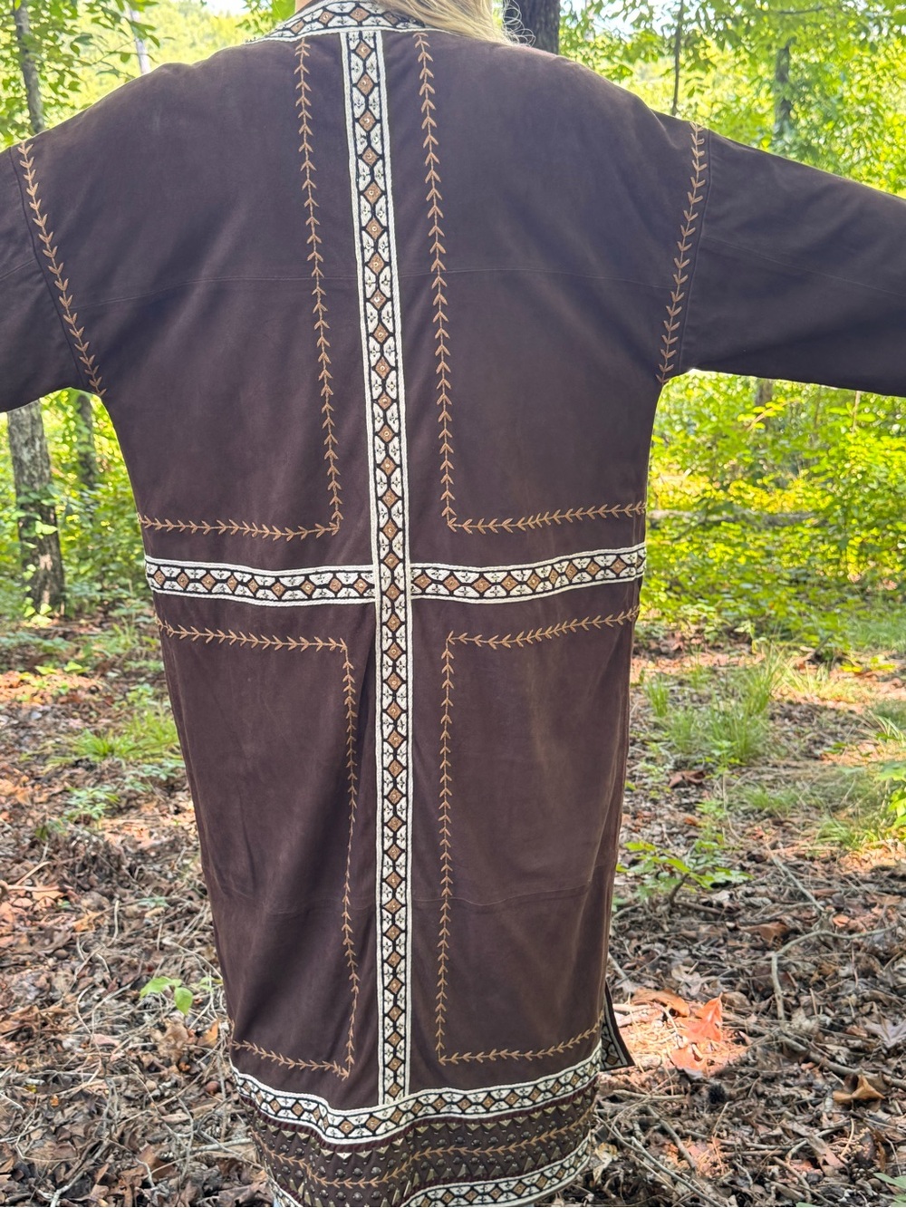 Double D Ranch Suede Embroidered & Beaded Full-Length Duster l Coat - Picture 12 of 16